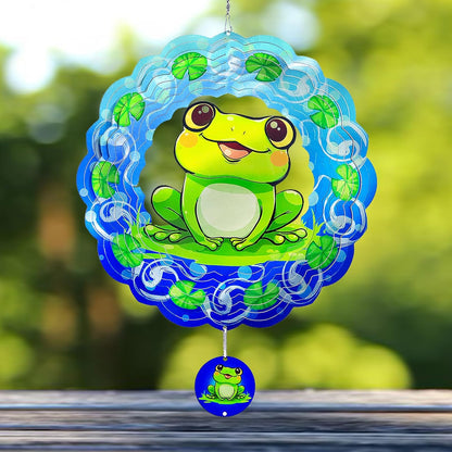Frog Wind Spinner-3D Metal Hanging Wind Spinners, Perfect Ornament Gifts for Women/Men, 12 Inch Spinfinity Wind Spinner for Outdoor & Indoor Decorations, Yard Art, Garden Decoration