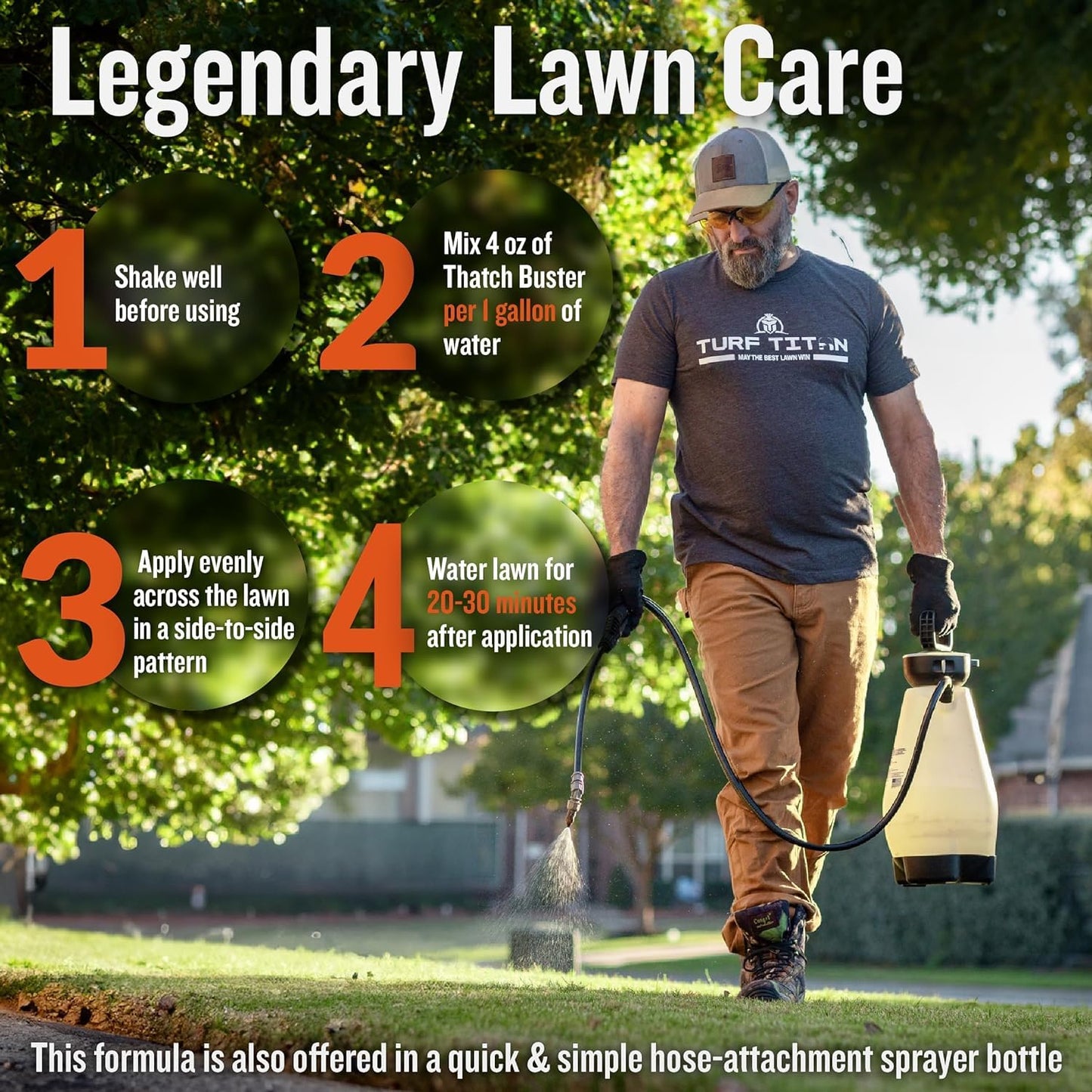 Turf Titan Thatch Buster Lawn Aerator & Grass Dethatcher (32 oz) – All-Natural Hose End Liquid Soil Loosener & Conditioner for Green Grass – Healthy Soil in 45 Days – Covers Up to 8,000 Sq Ft