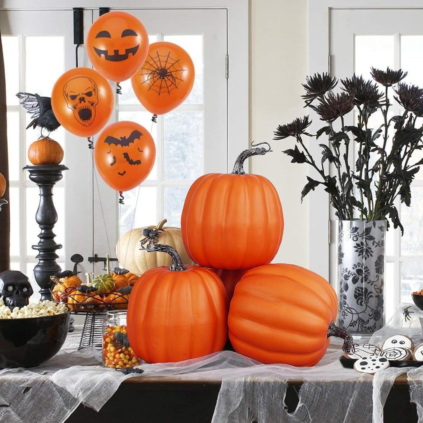 Artmag 6 Inch Large Artificial Pumpkins, 4PCS Big Orange Faux Foam Harvest Pumpkins for Fall Autumn Thanksgiving Seasonal Holiday Decor Decorations (Orange)