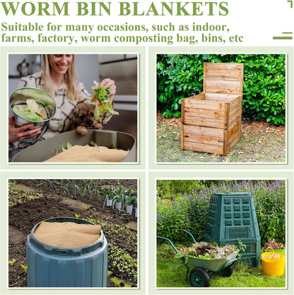 Zubebe 8 Pcs 2 ft x 2ft Worm Blanket Farm Kit Worm Bin Blanket Worms for Composting Fits Many Bin Bag for Keeping Worms Dark Moist Warm Outdoor Garden Compost Bin Farm Compost Factory