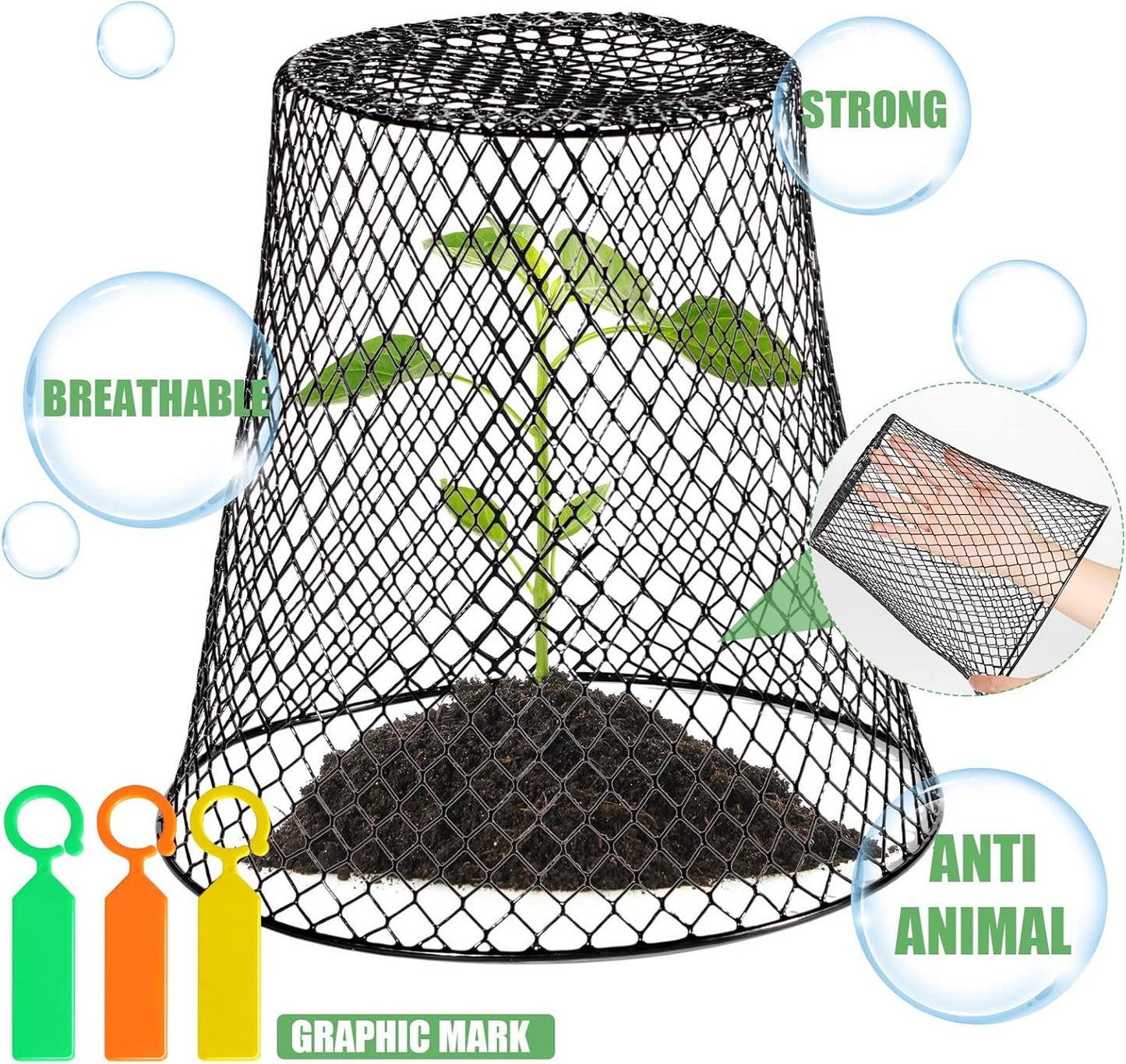 40 Pcs 9 inch Chicken Wire Plant Covers Bulk,Wire Garden Cloches Chicken Wire Cloche Plant Protector Metal Heavy Duty Garden Plant Cloche for Keeping Bunnies Chicken Squirrels Birds Other Out