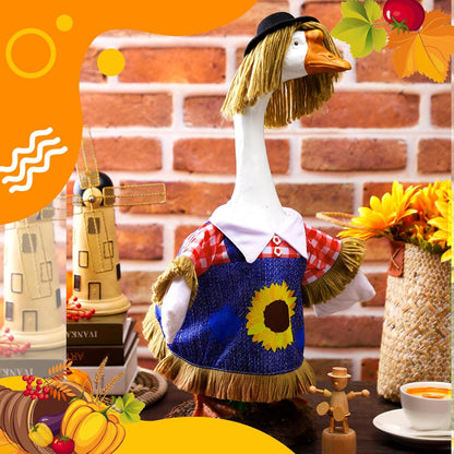 3 Set Fall Goose Outfit 23 Inch Fall Pilgrim Cement Goose Outfit Thanksgiving Scarecrow Porch Decor Clothes Costume for Autumn Garden Yard Statue Decor