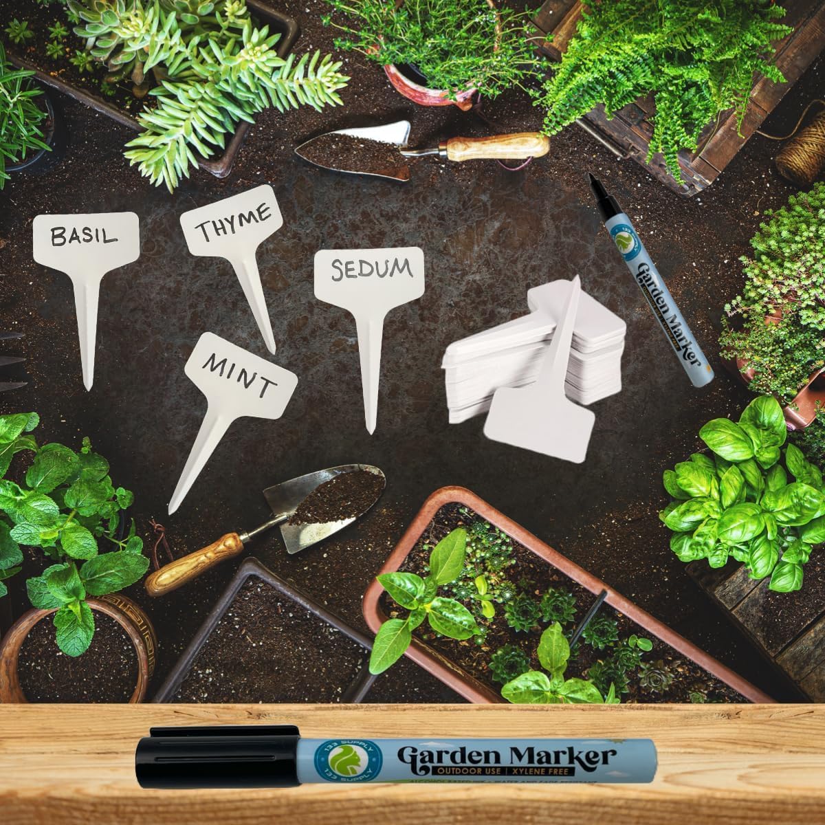 100 T-Type Plastic Plant Labels (Garden Markers Waterproof Signs for Outdoor Plant Tags Plant Markers Supplies (NO Pen) Plant T-Type Tags Indoor Herb Nursery Garden Labels