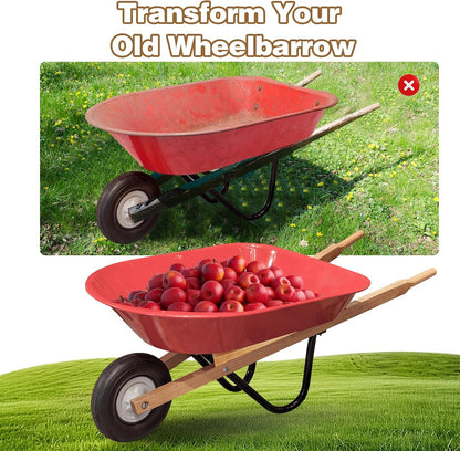 Wheelbarrow Handles Replacement Kit - Heavy Duty Pine Wood Wheelbarrow Replacement Handles - Fits Most Wheelbarrows, Ideal for Garden & DIY Use