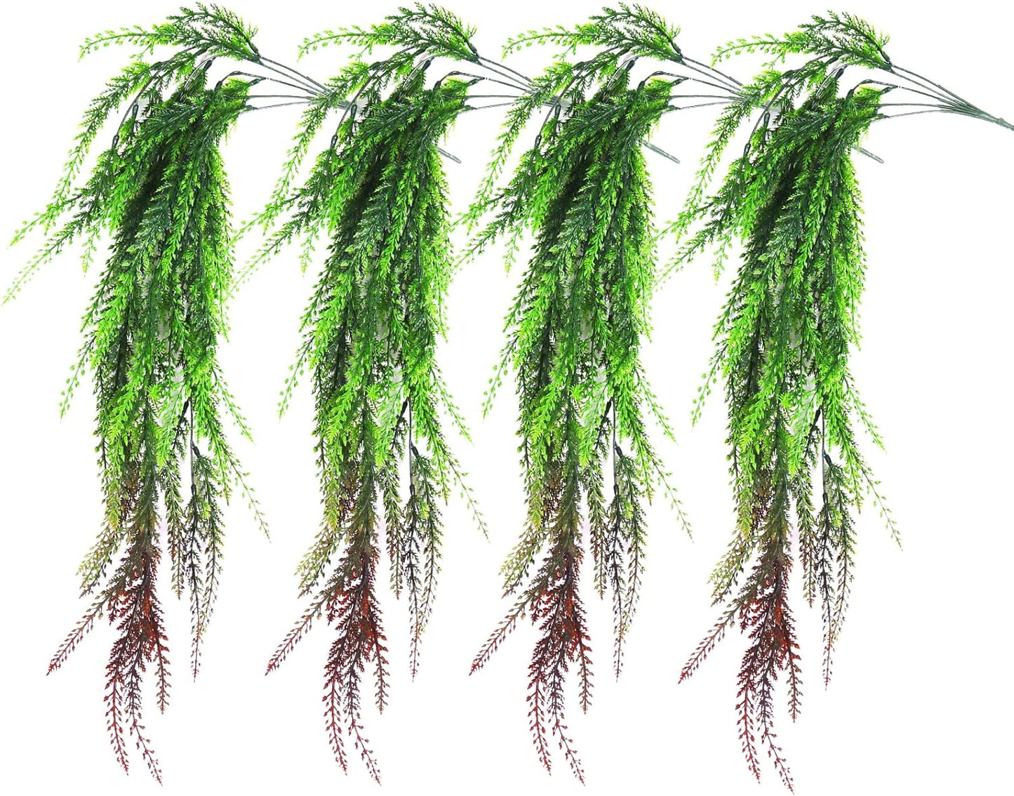 RECUTMS 4 Pack 31.5”Artificial Ferns Plants Vine Fake Ivy Boston Outdoor Plastic Hanging Decor for Indoor Walls, Weddings, Patios, Porches,Kitchen (Red)
