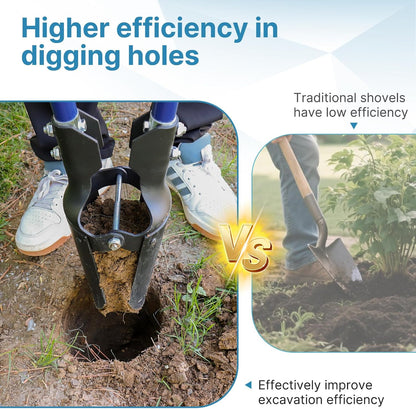 Heavy Duty Post Hole Digger for Fence Posts - Hole Digger with Fiberglass Handle, Durable Soil Digger Garden Tool for Agriculture, Gardening, and Landscaping,56 Inches,Blue