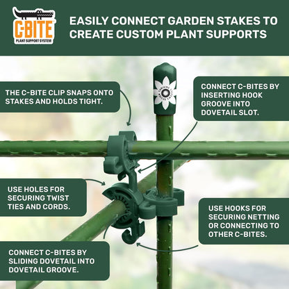 Plant Support Maker Kit – Modular Trellis Building System with Short Stakes & Extra Clips – Compatible with Standard Garden Stakes – Build Custom Plant Supports for Indoor or Outdoor Use