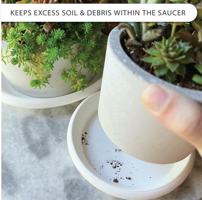 Plant Saucer 6 Pack Drip Trays Planter Pot Base Heavy Duty Plastic Drainage Tray for Indoor Houseplants Outdoor Garden 5 inch 8 inch 11 inch 3 Sizes 2 Each Round (White)