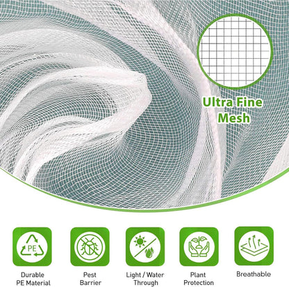 7.3×6Ft Fruit Tree Netting Cover with Drawstring/Zipper- Bird Garden Mesh Netting Protect Tomato Blueberry Bushes from Cicada/Insect/Bug/Squirrel, Plant Netting Cover Pest Barrier,2 Pack
