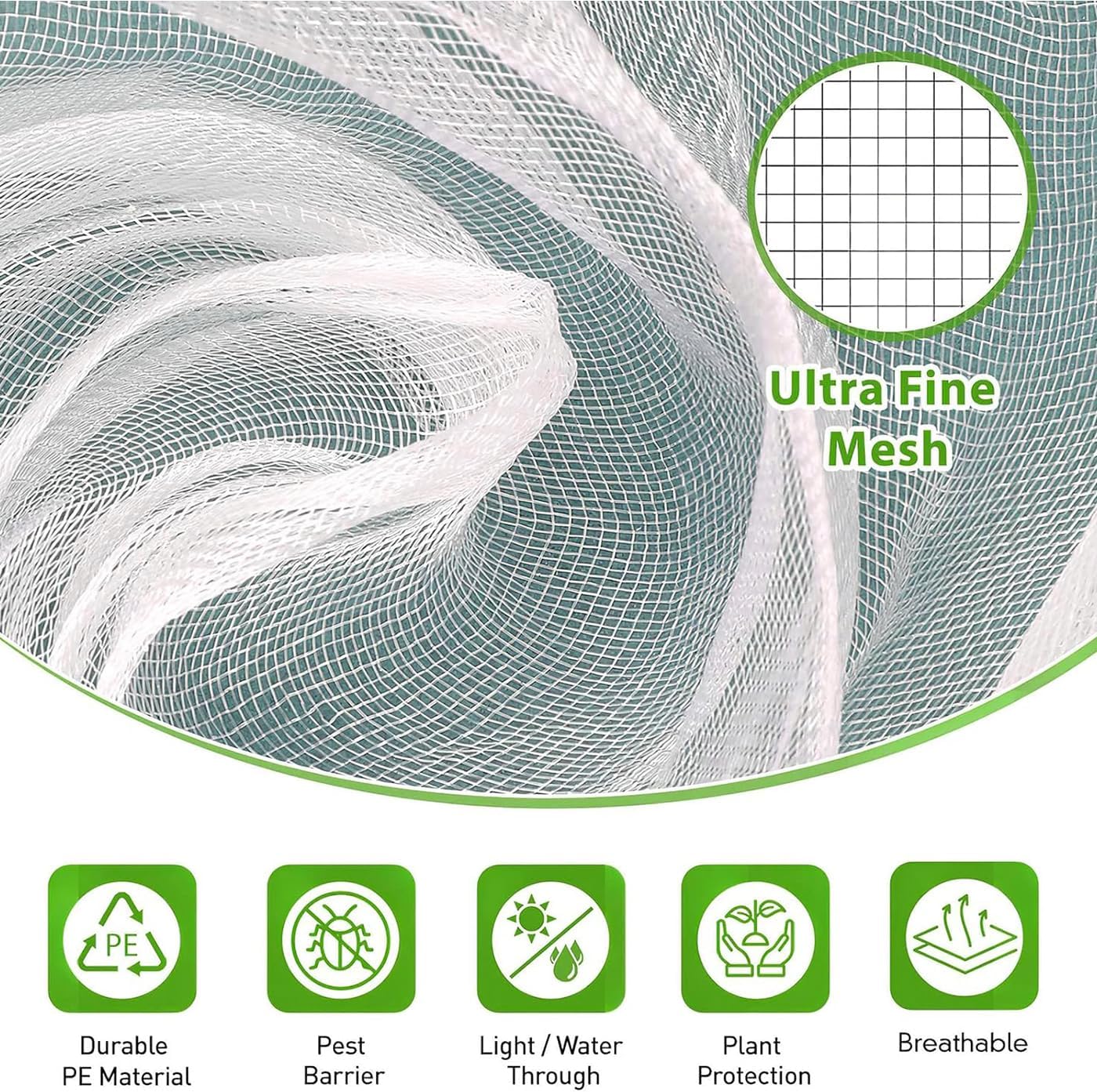 8×6.6Ft Fruit Tree Netting Cover with Drawstring/Zipper- Bird Garden Mesh Netting Protect Tomato Blueberry Bushes Strawberry from Cicada/Insect/Bug/Squirrel, Plant Netting Cover Pest Barrier