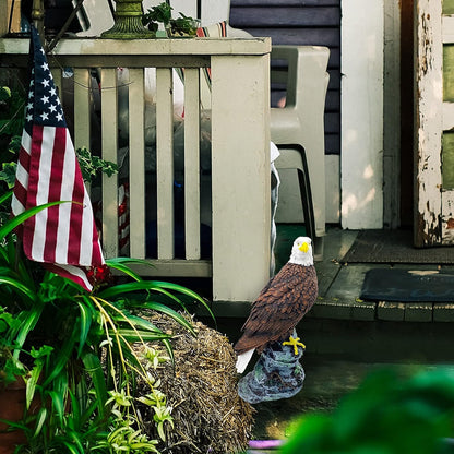 Garden Decor Sculptures Statues Outdoor, Stunning Bald Eagle Stand on Stone Christmas Animal Figurine Decorations for Lawn Yard, Home Patio Decor Gardening Gifts for Porch