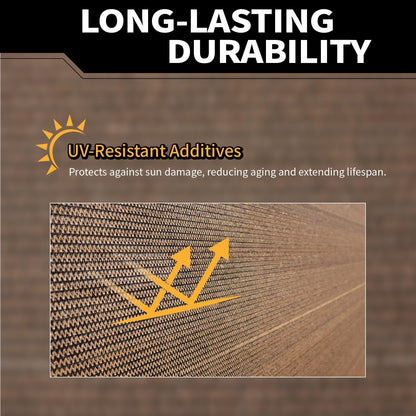 5x20Ft Garden Privacy Fence Screen, 180GSM Heavy Duty 90% Blockage Windbreak Mesh Tarp with Reinforced Edges & Anti-Rust Grommets, Includes Zip Ties for Garden, Yard, Backyard, Outdoor, Mocha