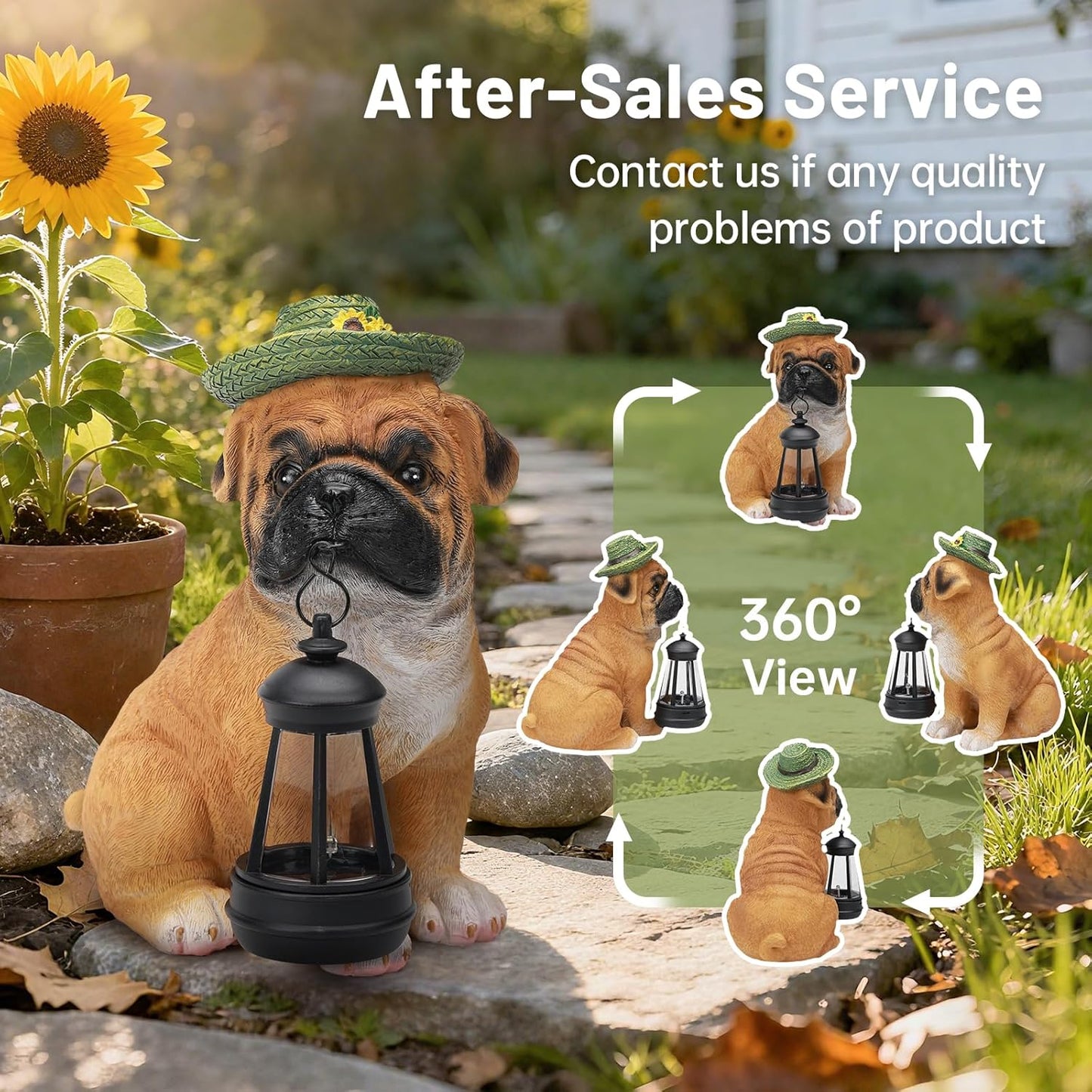 Garden Dog Statues Outdoor Decor, Solar Lights Outdoor Solar Lantern Statue Figurine Garden Decorations Solar Dog Ornaments for Patio, Lawn, Yard Art Decoration, Housewarming Gifts