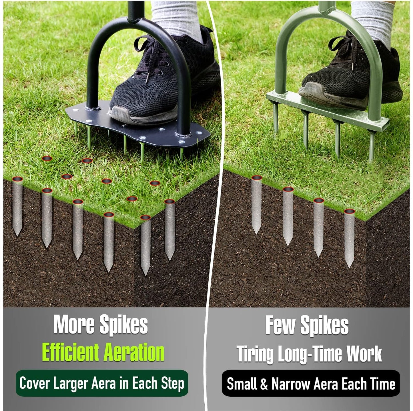 Jardineer Lawn Aerator Spike Tool, Updated 36" Metal Grass Aerator with Longer Spikes, Pre-Assembled Manual Yard Aerator for Lawn Aeration, Soil Aerating