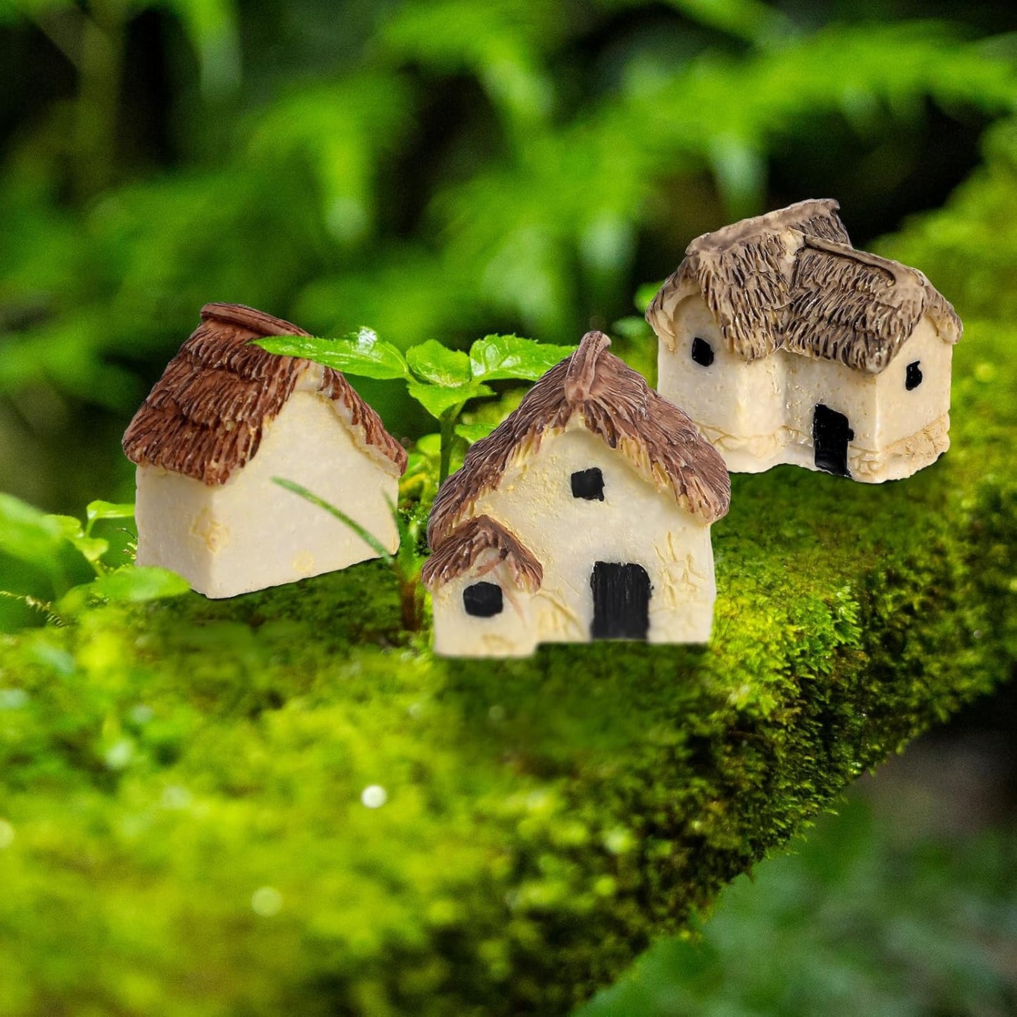 12 Pcs Miniature Fairy Garden Stone House,Mini Fairy Stone Resin House Cottage Statues Sculptures for Micro Landscape Dollhouse Decor