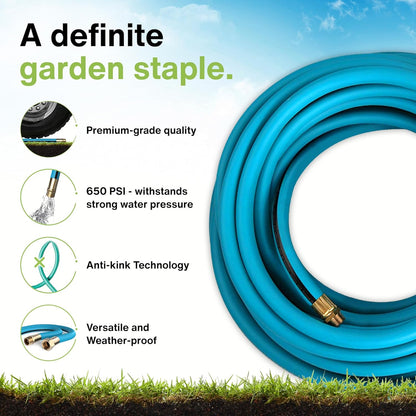 Aeromixer THE HOSE - 3/4 Inch Garden Hose 10 Feet, Kinkless Commercial Short Garden Hoses, Heavy Duty Industrial Water Hoses for Outdoors, 650 PSI High-Pressure Watering Tool for Farming and Gardening