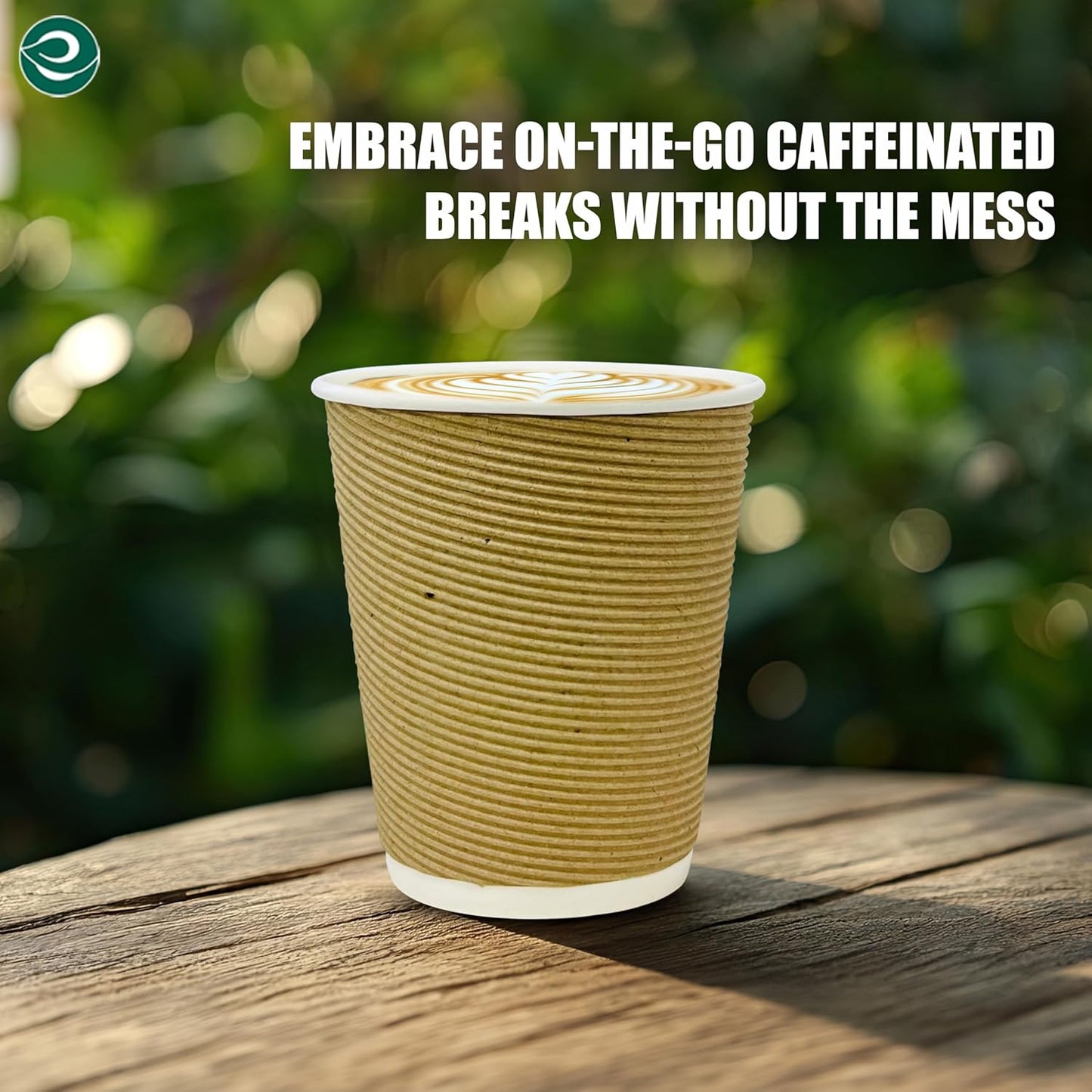ECO SOUL 12oz Compostable Ripple Cups (200 Pack) – Biodegradable Paper Cups, Non-Toxic Disposable Cups for Hot Drinks, To-Go Coffee Cups, Eco-Friendly & Ripple Paper Cups