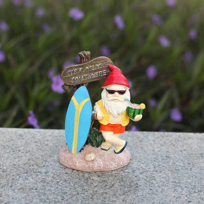 Surfing Dwarf，Gnome Garden Decorations Resin Statue Outdoor Statue Lawn Yard Balcony Porch Home Decorations Garden Decor
