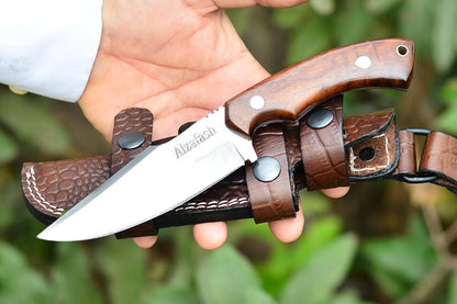 Bushcraft knife, Hunting Knife with Sheath, Belt Knife with Rosewood Handle, High Carbon Steel Blade Knife (Beast)