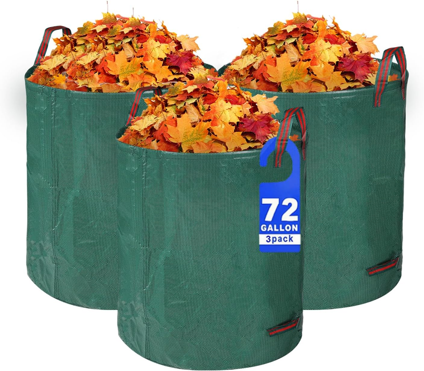 3 Pack Yard Waste Bags 72 Gallon Lawn and Leaf Bags, Reusable Heavy Duty Garden Bags for Collecting Leaves, Waste Container for Clean Up Outdoor Debris Leaves Grass Clippings