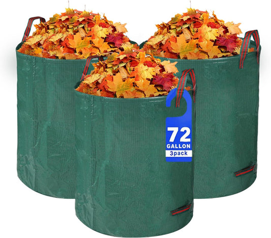 3 Pack Yard Waste Bags 72 Gallon Lawn and Leaf Bags, Reusable Heavy Duty Garden Bags for Collecting