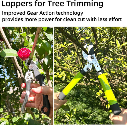 Loppers for Tree Trimming, Heavy Duty Branch Cutter Pruner with Gear Technology, Labor Saving Pruning Shears Gardening Tools Tree Clippers Tree Trimmer up to 1.3 Inch Clean Cut Capacity