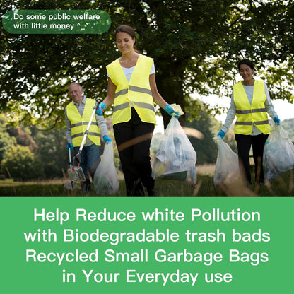 Medium Trash Bags 8-Gallon Compostable-Garbage-Bag - 100 Counts Clear White Tall Kitchen Unscented Biodegradable Thick Strong Compactor Waste Basket Liners for Bathroom Restroom Inwaysin