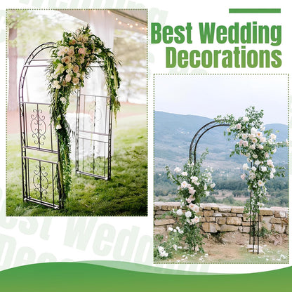 7FT Black Garden Arbor Trellis, Outdoor Metal Garden Arch for Climbing Plants Flowers Vines, Metal Lightweight Wedding Decoration Frame Archway for Lawn Bridal Party Ceremony Holiday Event