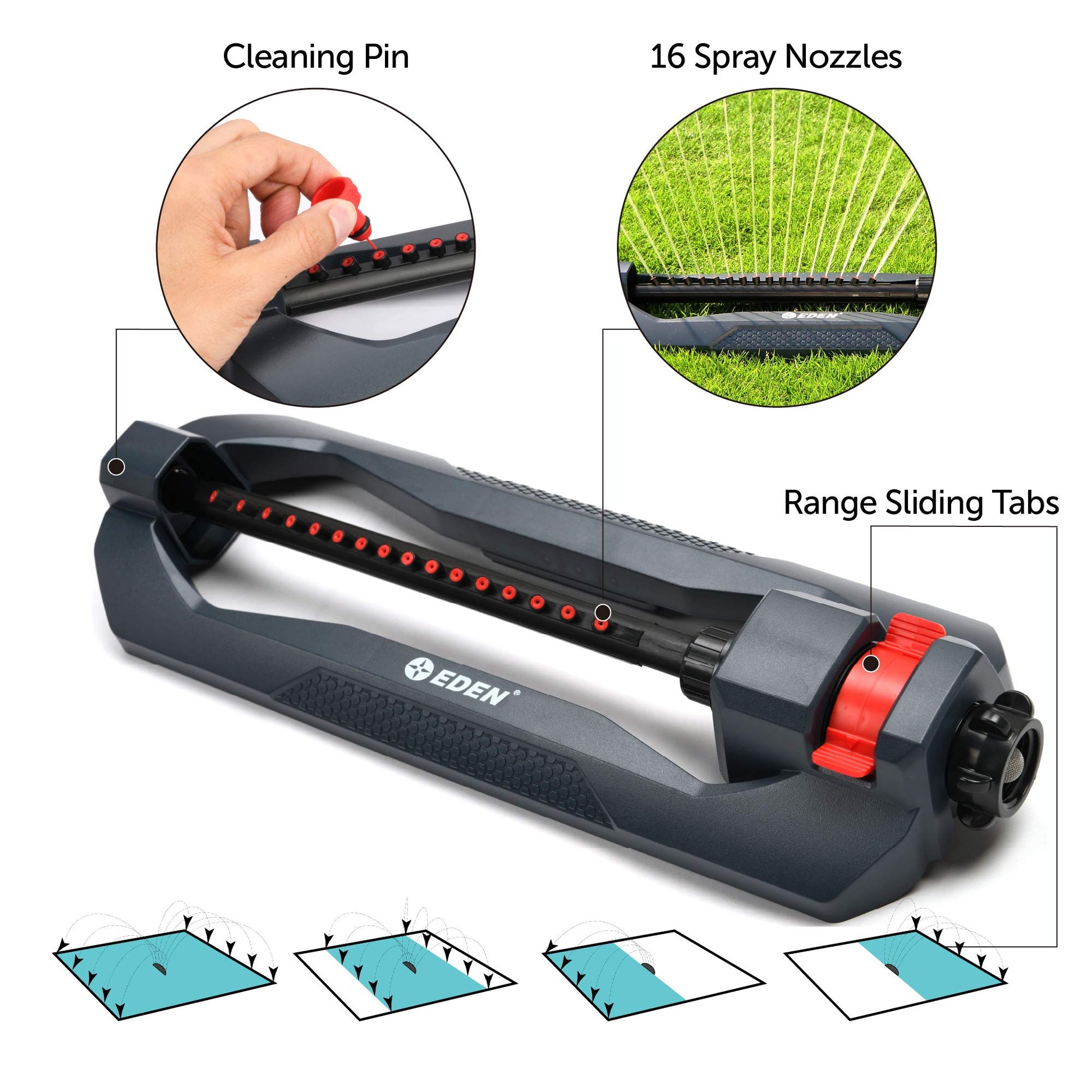 Eden 96213EDAMZ Weighted Essential Oscillating Sprinkler | Covers Up to 3,600 sq. ft., 16 Precision