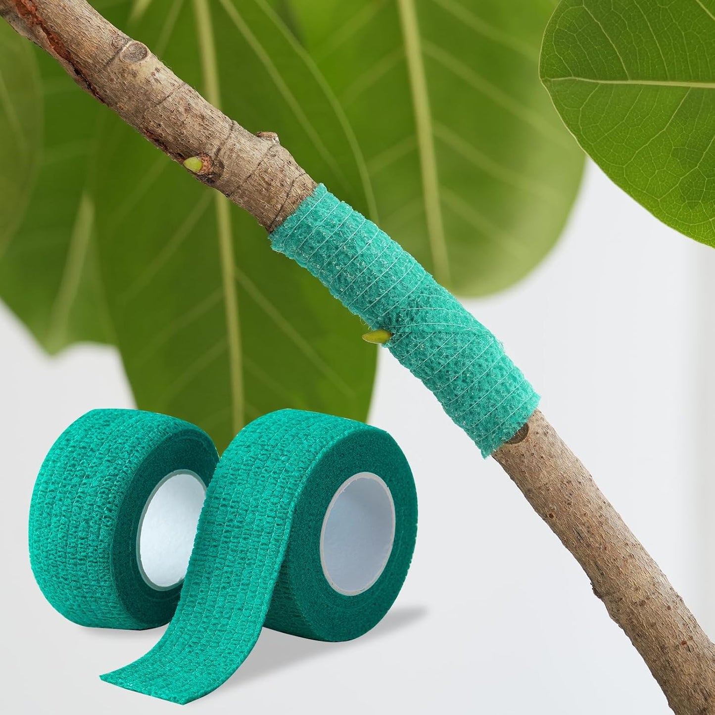 Plant Tying Tape Self-Adhesive Stretch Garden Tape for Climbing Plants, Green Floral Binding Tape Adjustable Plant Ties for Branches Flowers Tomatoes 4 Rolls 1" by 15' Each