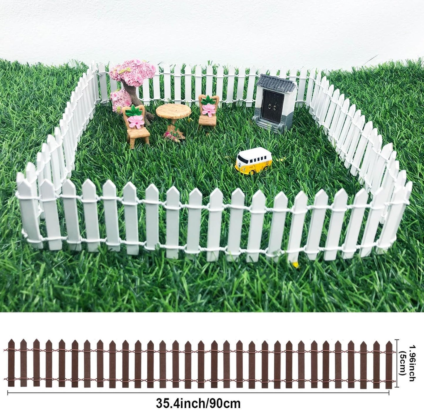 Miniature Fairy Garden Fence 35 Inches,Fairy Garden Accessories Outdoor Wood Picket Fence,DIY Flowerpot Decoration, Miniature Garden Decoration