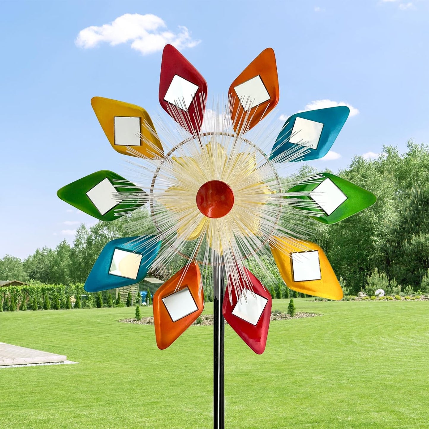 Solar 45" Sunglasses Wind Spinners for Yard and Garden, Metal Clearance Windmill Kinetic Wind Spinner Outdoor Decor, Wind Sculpture Yard Art Decorations for Patio, Lawn & Garden