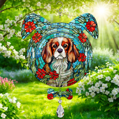 Cavalier King Dog Ears Wind Spinner, Cavalier King Wind Spinner Hanging for Yard and Garden