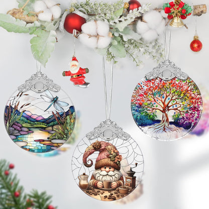 Gnome Stained Glass Ornament, Christmas Tree Decorations, Holiday Presents, Gift Exchange Ideas