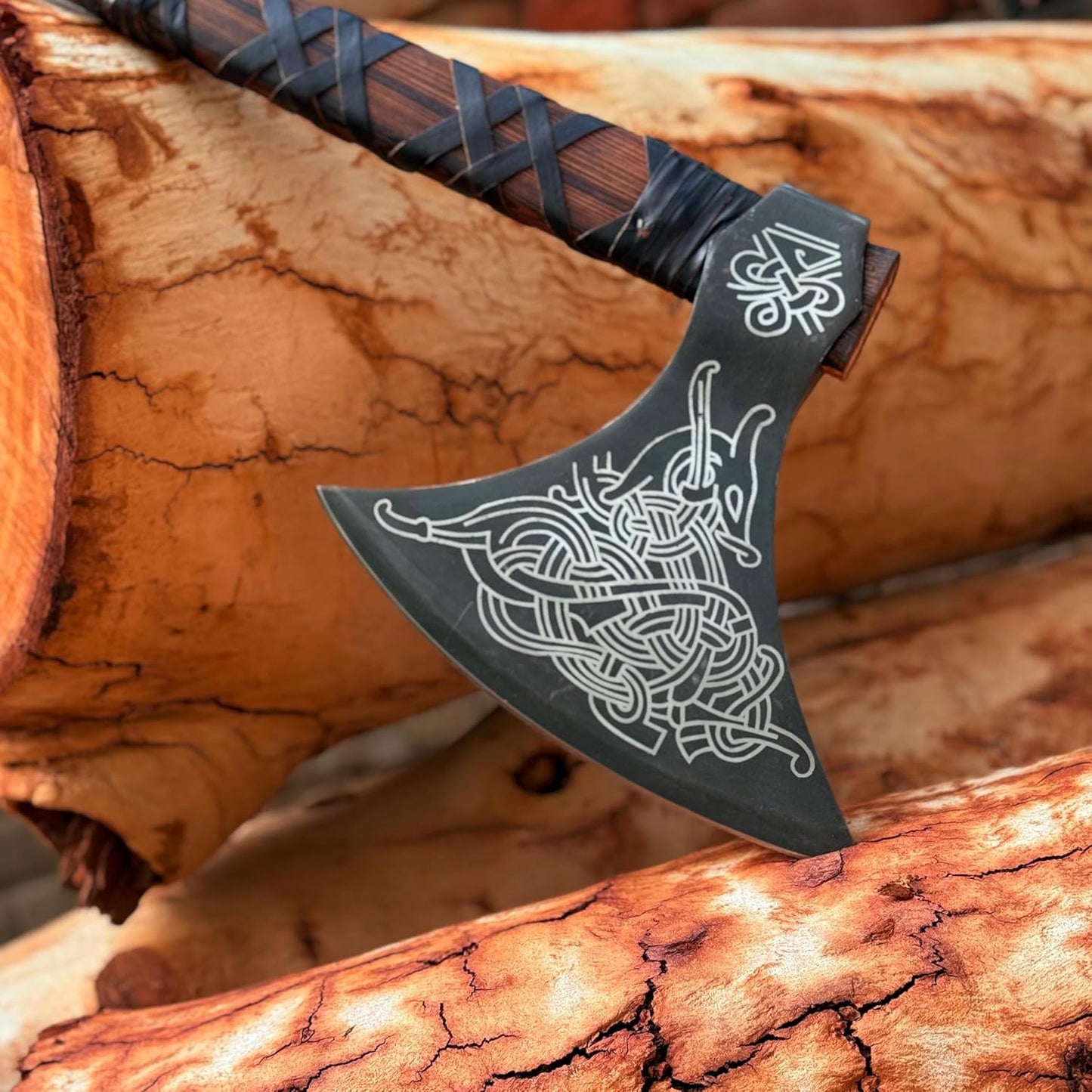 MDM-012 Custom Handmade Viking Axe Real Tomahawk Viking Hatchet Beared Camping Axe, 5160 HIGH Carbon Steel Blade, Throwing Set Vintage Ax Viking Gift for Him - Viking Gifts for Him