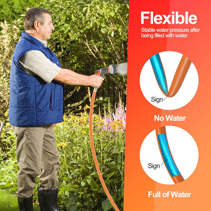 SPECILITE Garden Water Hose 25 ft x 3/4 in Heavy Duty, Flexible and Lightweight, Burst 600 psi, Kink-less Hybrid Rubber Pipe for Backyard, 3/4'' Brass Fittings, Orange