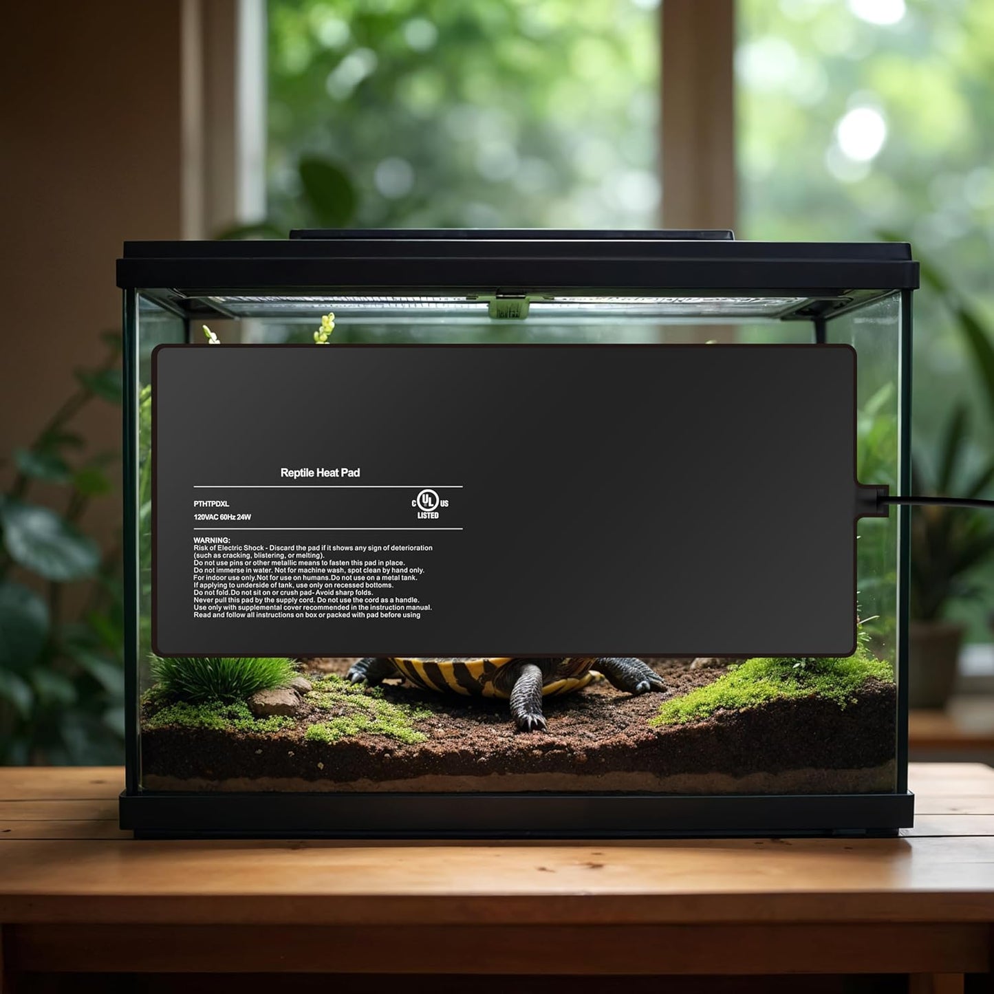 Simple Deluxe 8X18 Inch 24W Reptile Heating Pad Electric Indoor Under Tank Terrarium Heating Mat Waterproof for Turtles, Lizards, Frogs, and Other Reptiles