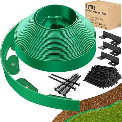 Landscape Edging - Garden Edging Border 40FT 2IN Tall with 60 Stakes, No Dig Lawn Edging for Landscaping for Garden Bed, Yard, 0.15" Thick Flower Bed Border Edging with Connector for Outdoor