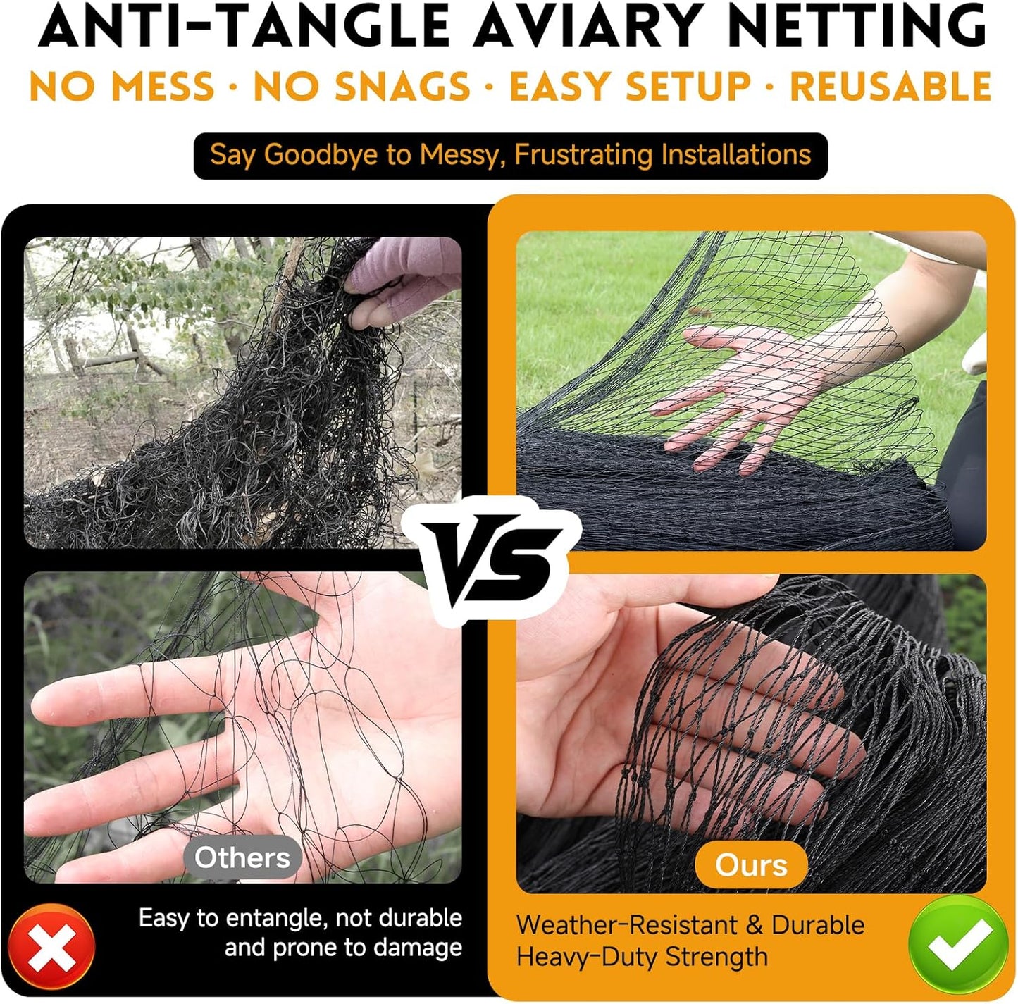 Heavy Duty Chicken Netting for Hawks with 1" Mesh, 25x25 ft Reinforced HDPE Bird Netting & Poultry Net, Deer Fence Netting for Protecting Fruit Trees, Vegetables & Plants from Birds & Other Animals