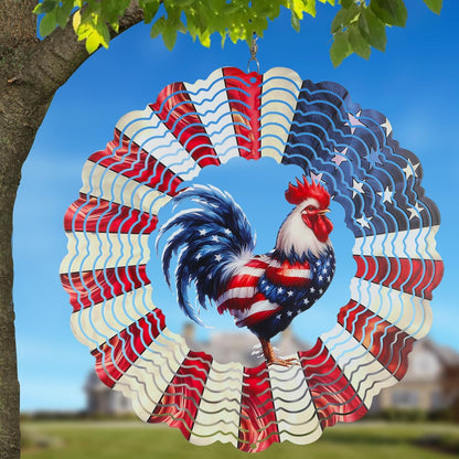 Rooster Metal Wind Spinners for Outdoor,Birthday Gifts for Women Mom Grandma, 12 Inch Garden Decor American Flag Wind Spinner Bird Devices Deterrent to Scare Birds Away from Yard Patio Farm(Chicken)