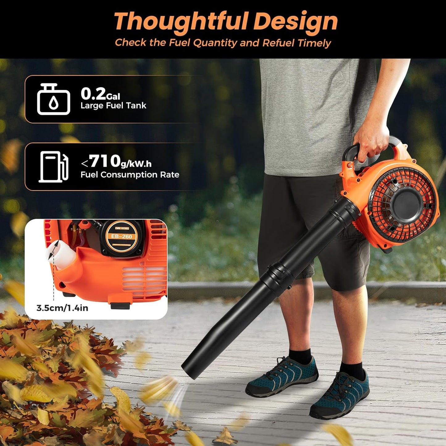 Gas Leaf Blower 25.4cc 2-Cycle Handheld Leaf Blower Gas Powered, Gasoline Blower for Lawn Care Sweeping Fallen Leaves Dust Garbage,4.59ft³/h | US Stock