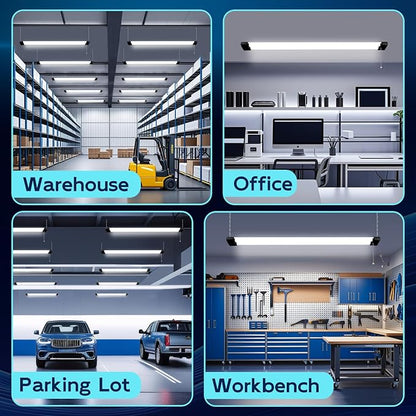 hykolity 5000K LED Shop Light Linkable, 4FT Daylight 42W LED Ceiling Lights for Garages, Workshops, Basements, Hanging or FlushMount, Power Cord with Pull Chain, 4400lm, ETL- 1 Pack