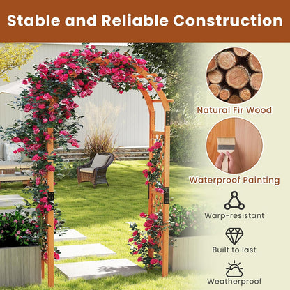 Moccha 7.7 FT Garden Arbor, 93" Wood Arbor Trellis for Climbing Plants, Rose, Ivy, Outdoor Archway Pergola, Solid Wood Backdrop Stand, Garden Arch for Lawn Patio Bridal Party Pathway Ceremony Wedding