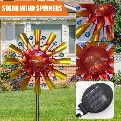 Solar 46" Sunflowers Wind Spinners for Yard and Garden, Metal Clearance Windmill Kinetic Outdoor Decor, Wind Sculpture Yard Art Decorations for Patio, Lawn