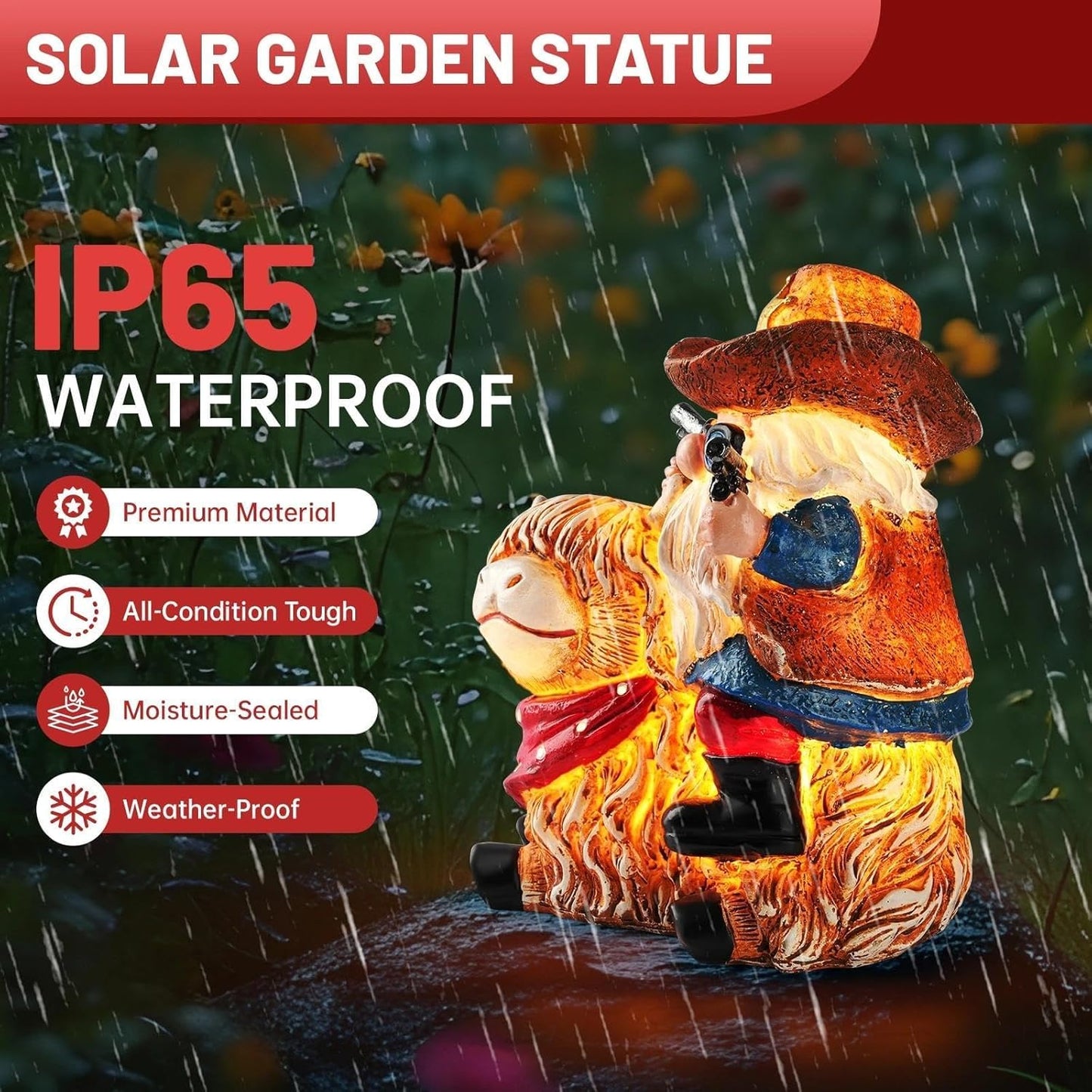 Solar Highland Cow Gnome Statue - Hand-Painted Resin Outdoor Decor for Garden & Yard, Unique Mothers Day Birthday Gifts for Grandma Women (Weatherproof)