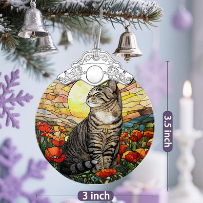 Stained Glass Ornament, Christmas Ornaments, Christmas Decorations for Tree, Holiday Ornament, Gifts for Cat Lovers, Holiday Party Gifts, Gift Ideas & Xmas Gift - Cat