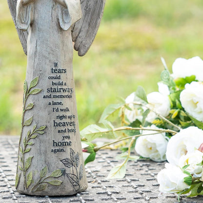 DUSVALLY Angel Garden Statues Outdoor Resin Statue Decoration, Praying Commemorating Memorial Decor, Healing Angel Gifts, 13 inches
