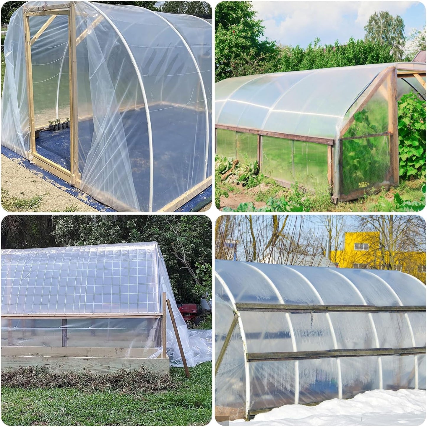 10' x 26' Greenhouse Plastic Film Sheeting Cover 6 Mil Thickness, Clear Greenhouse Cover Polyethylene Plastic UV Resistant Anti-drip, Anti-Fog for Farms, Agriculture, Garden, Farm Plastic Cover