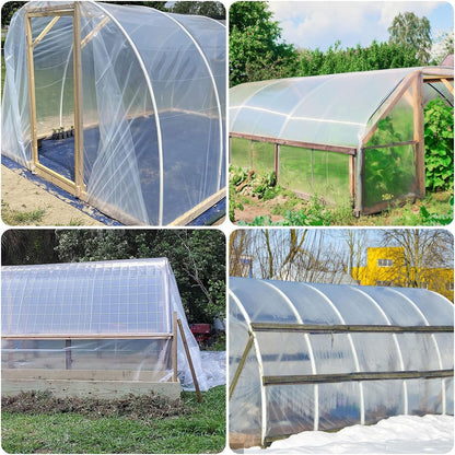 10' x 26' Greenhouse Plastic Film Sheeting Cover 6 Mil Thickness, Clear Greenhouse Cover Polyethylene Plastic UV Resistant Anti-drip, Anti-Fog for Farms, Agriculture, Garden, Farm Plastic Cover