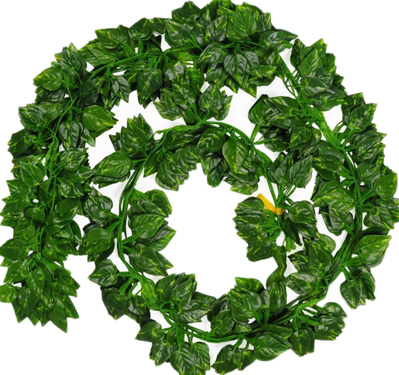 Unilove 168 feet Fake Foliage Garland Leaves Decoration Artificial Greenery Ivy Vine Plants for Home Decor Indoor Outdoors (Artificial Scindapsus Leaves)